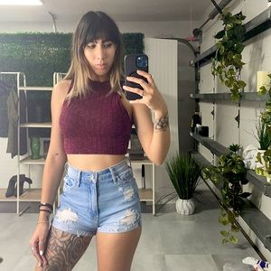 Maroon/burgundy crop top